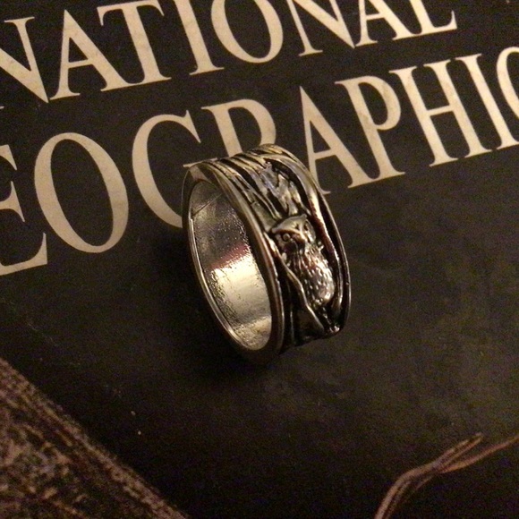 Stunning silver OWL in tree ring band DETAILING 11 - Picture 11 of 16